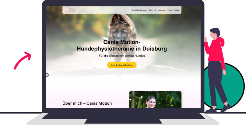Schematische Darstellung eines Rechners mit der Webseite Canis Motion